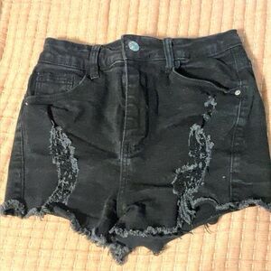SHEIN Black Frayed Jean Shorts
